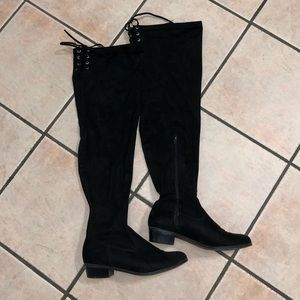 Over the Knee Black Stretch Boots